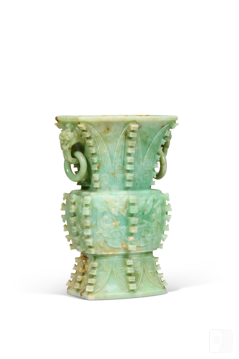 十九/二十世紀 翠玉帶皮仿古方尊  CHINA, 19TH-20TH CENTURY - 图4